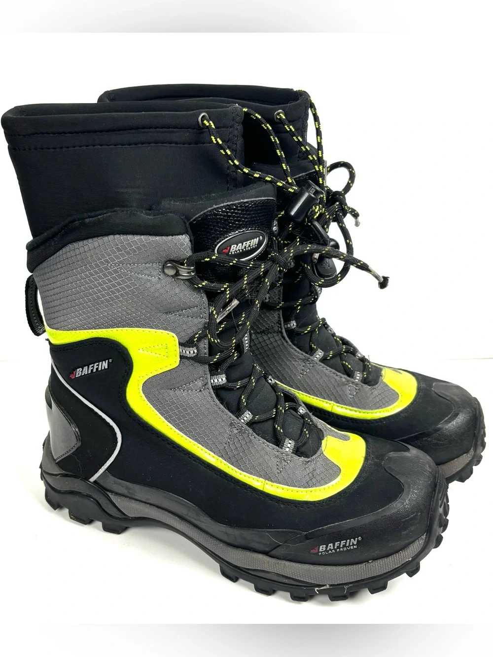 Baffin Boots Black Green Warrior Mens Size 8 Soft M018 Mid-Calf Lace Up Snow